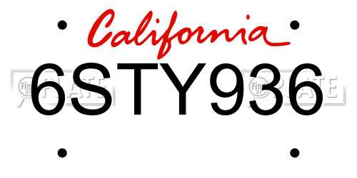 6STY936 California License Plate