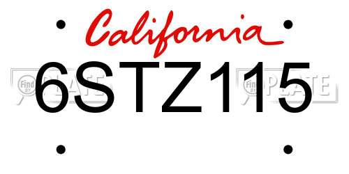 6STZ115 California License Plate