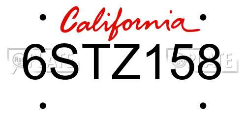 6STZ158 California License Plate