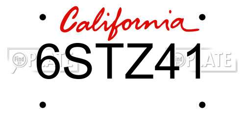 6STZ41 California License Plate