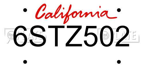 6STZ502 California License Plate