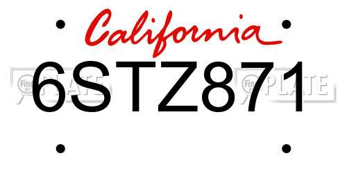 6STZ871 California License Plate