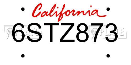 6STZ873 California License Plate