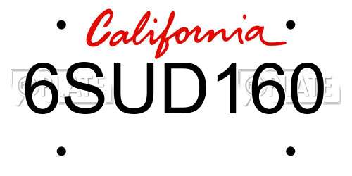 6SUD160 California License Plate