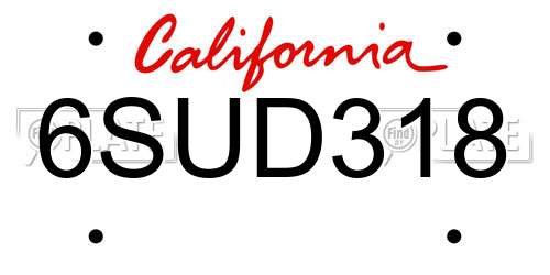 6SUD318 California License Plate