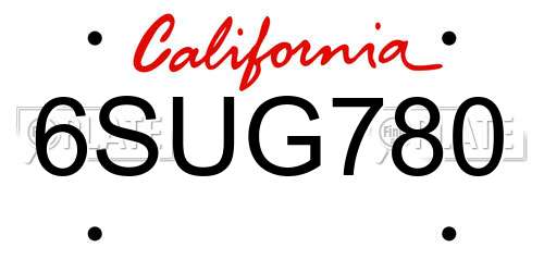 6SUG780 California License Plate