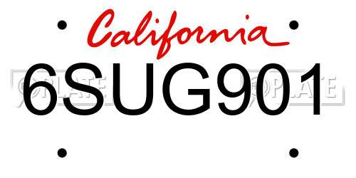6SUG901 California License Plate