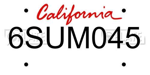 6SUM045 California License Plate