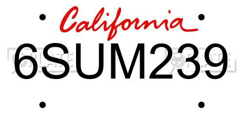 6SUM239 California License Plate
