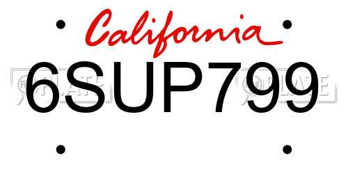 6SUP799 California License Plate