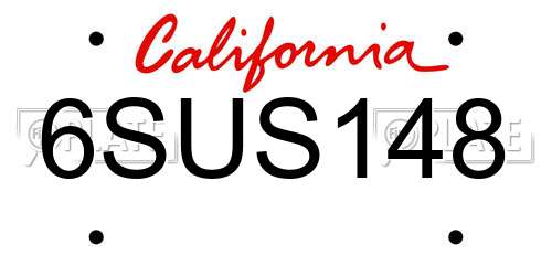 6SUS148 California License Plate