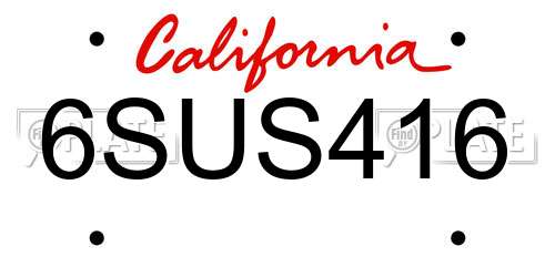 6SUS416 California License Plate