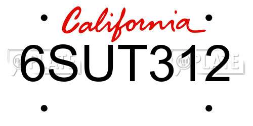 6SUT312 California License Plate