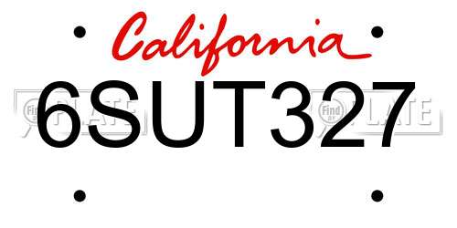 6SUT327 California License Plate