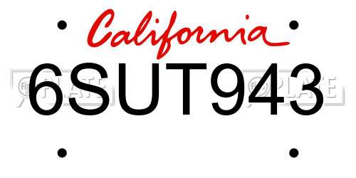 6SUT943 California License Plate