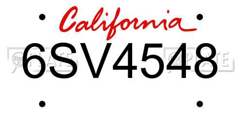 6SV4548 California License Plate