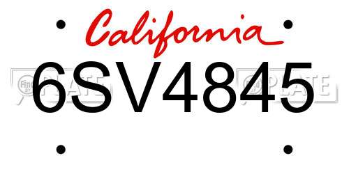 6SV4845 California License Plate