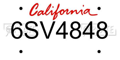 6SV4848 California License Plate