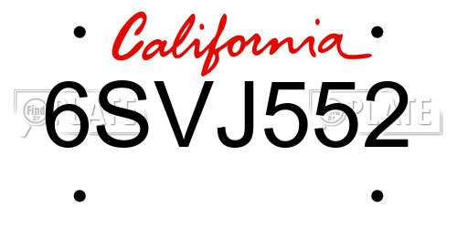 6SVJ552 California License Plate