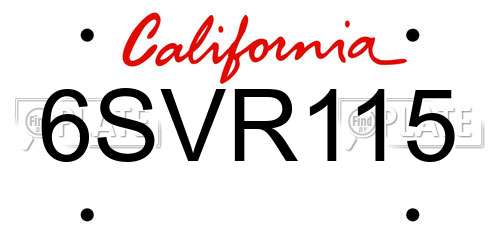 6SVR115 California License Plate