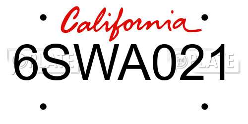 6SWA021 California License Plate