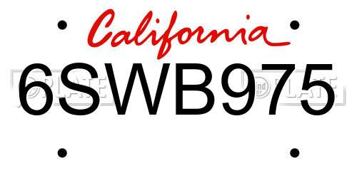 6SWB975 California License Plate