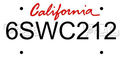 6SWC212 California License Plate