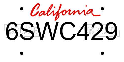 6SWC429 California License Plate