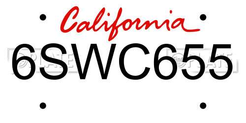 6SWC655 California License Plate
