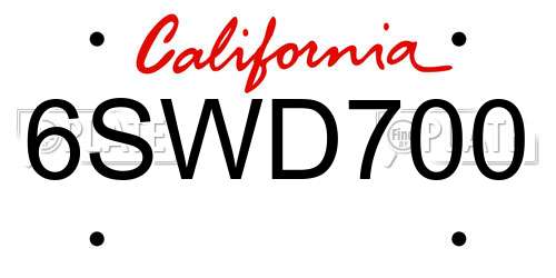 6SWD700 California License Plate