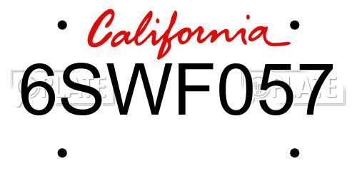 6SWF057 California License Plate