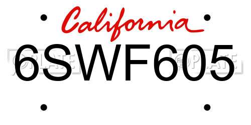 6SWF605 California License Plate