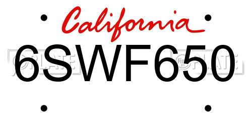 6SWF650 California License Plate
