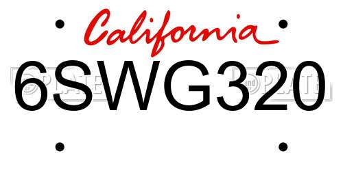 6SWG320 California License Plate