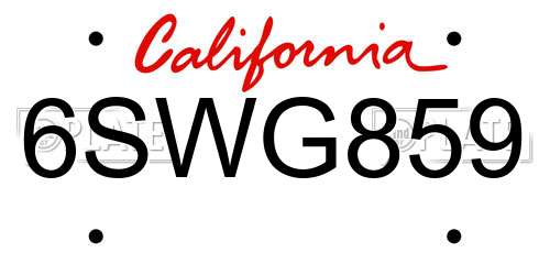 6SWG859 California License Plate