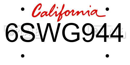 6SWG944 California License Plate