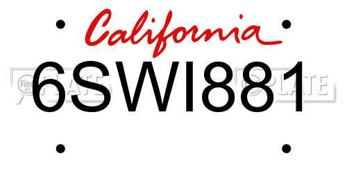 6SWI881 California License Plate