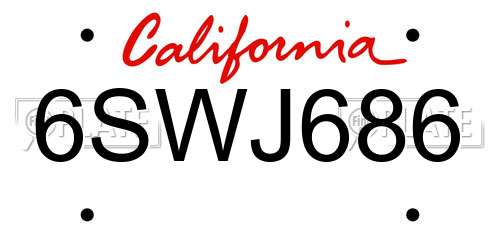 6SWJ686 California License Plate