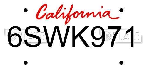 6SWK971 California License Plate