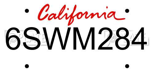 6SWM284 California License Plate