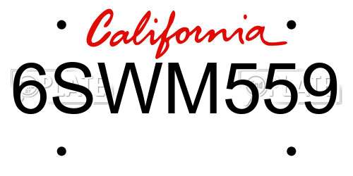 6SWM559 California License Plate
