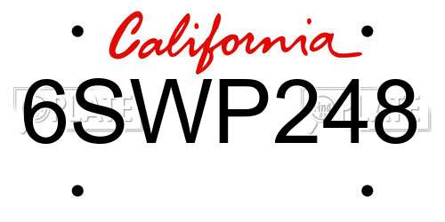6SWP248 California License Plate