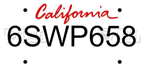 6SWP658 California License Plate
