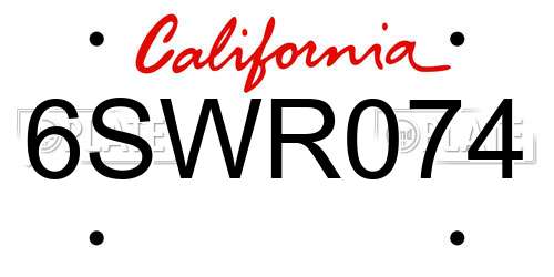 6SWR074 California License Plate
