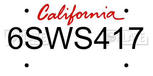 6SWS417 California License Plate