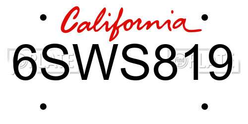 6SWS819 California License Plate