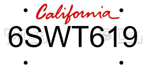 6SWT619 California License Plate