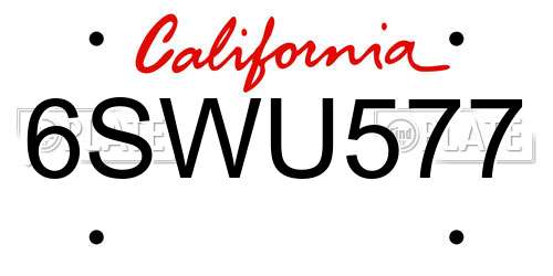 6SWU577 California License Plate