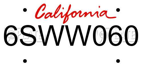 6SWW060 California License Plate