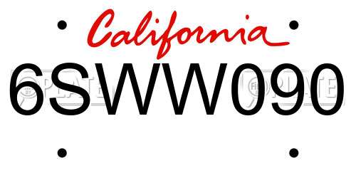 6SWW090 California License Plate